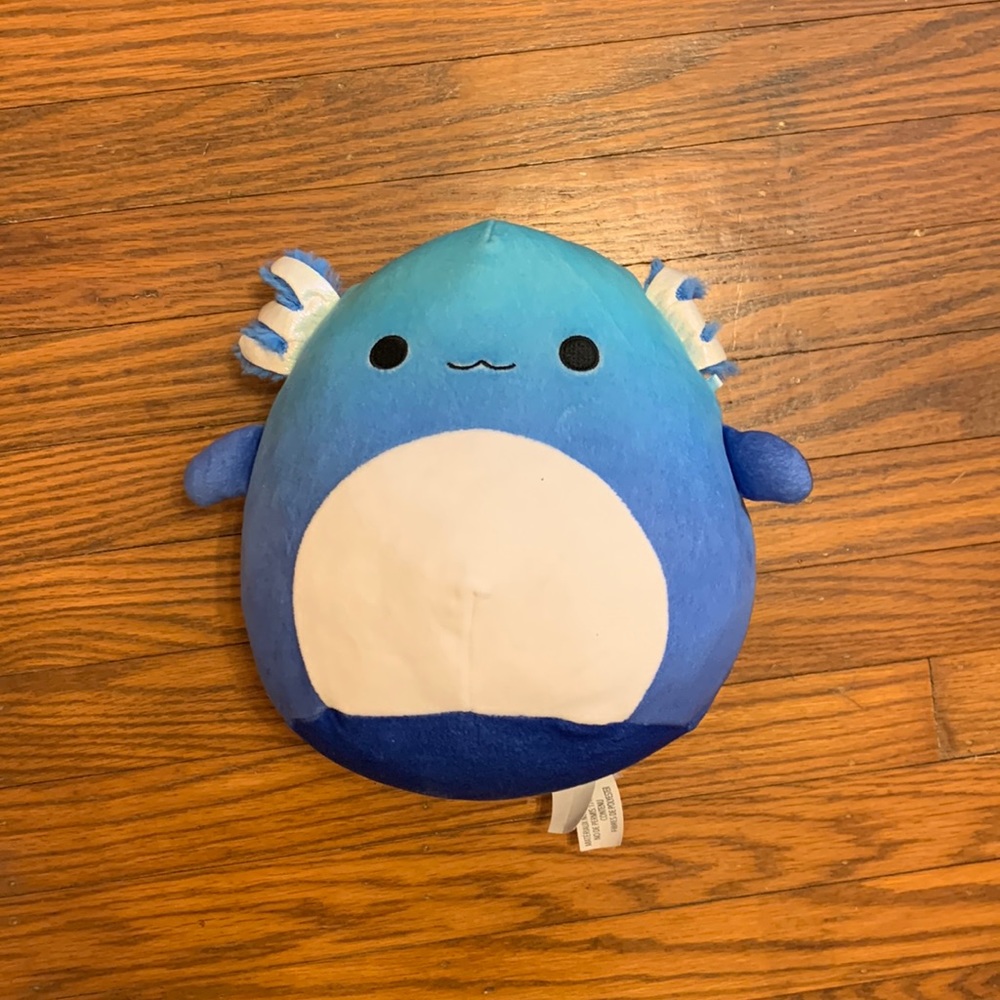 A very cute axolotl with a bunch of different blue shades
